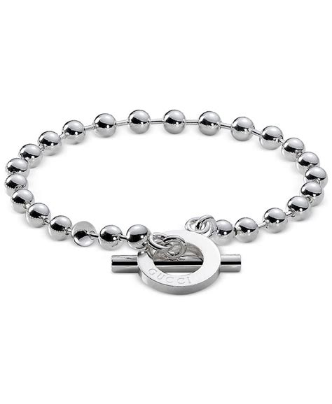 gucci unisex sterling silver toggle bracelet yba010294001018|Authentic Gucci Sterling Silver Boule Beaded Toggle Bracelet.